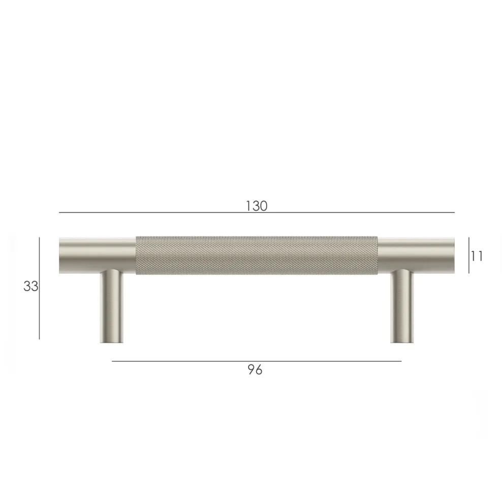 Nord Brushed Nickel Handle 130mm measurement details