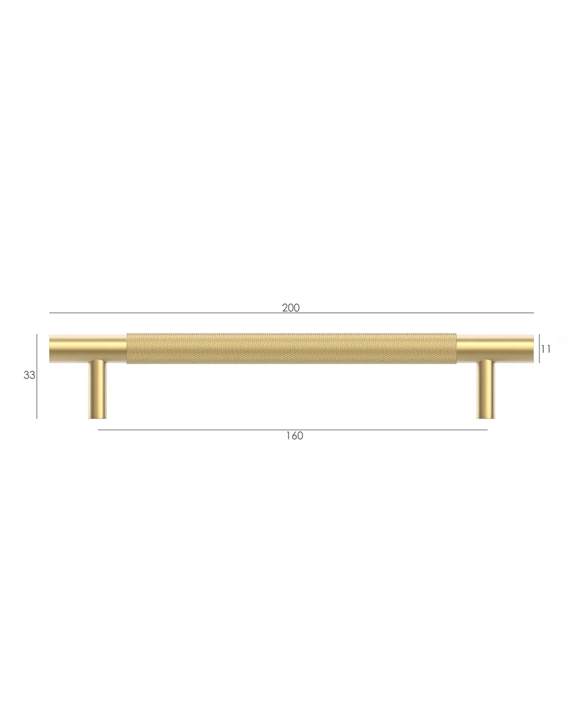 Nord Brushed Brass Handle 200 mm measurement details