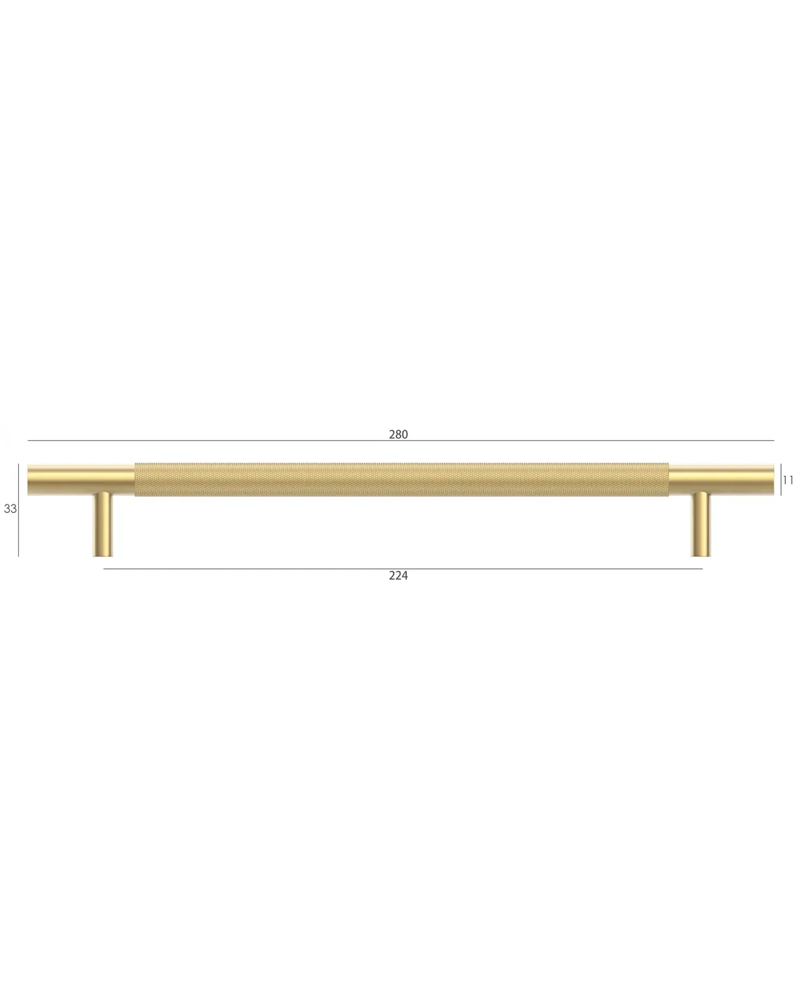 Nord Brushed Brass Handle 280 mm measurement details