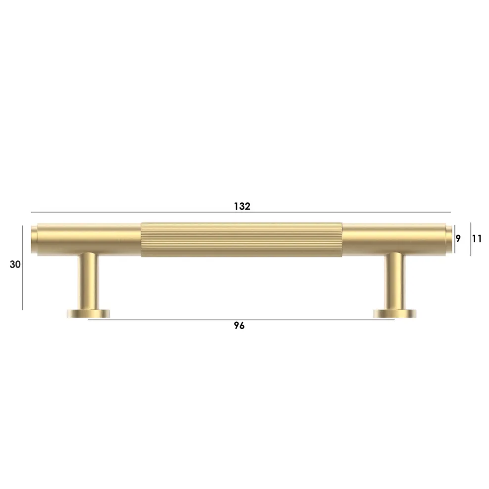 Soho Brushed Brass Handle 130mm measurement details