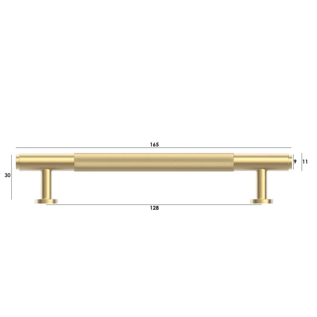 Soho Brushed Brass Handle 165mm measurement details