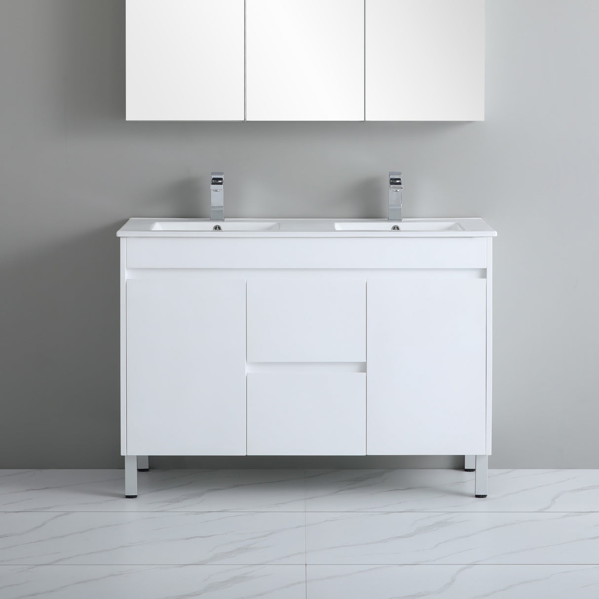 middle drawing 1200mm polar free standing vanity with grey background