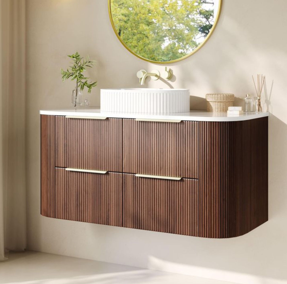 CETO Artis-D Walnut Wall Hung Vanity
