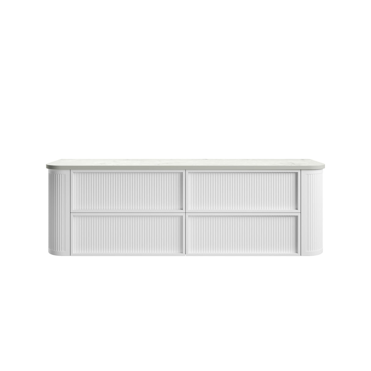 Ramee 1800mm Matte White Wall Hung Vanity - Fluted