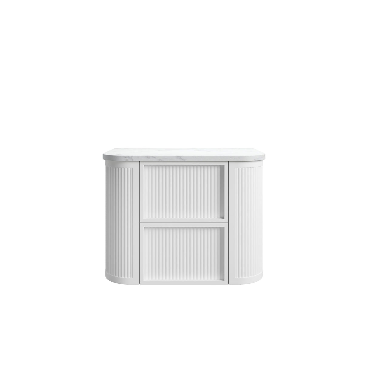Ramee 750mm Matte White Wall Hung Vanity - Fluted