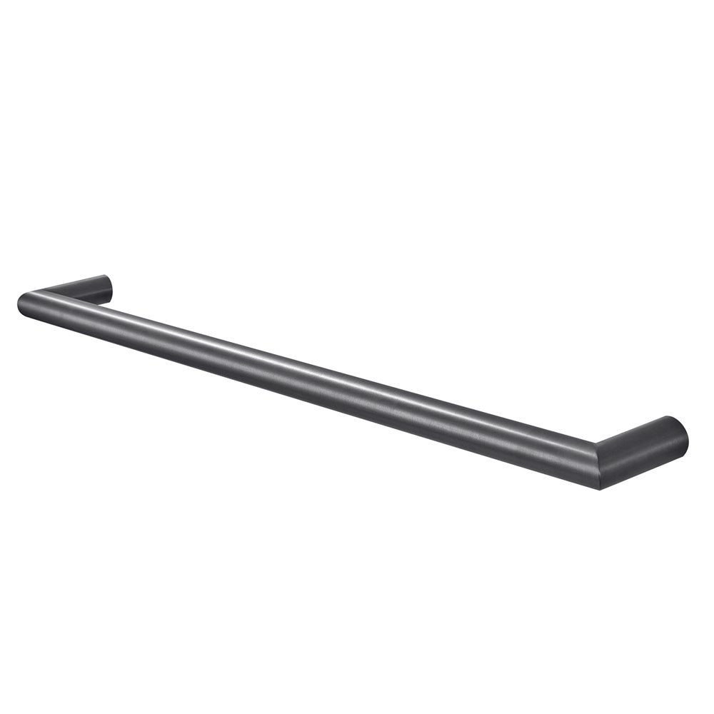 Black metal towel bar on a white background
