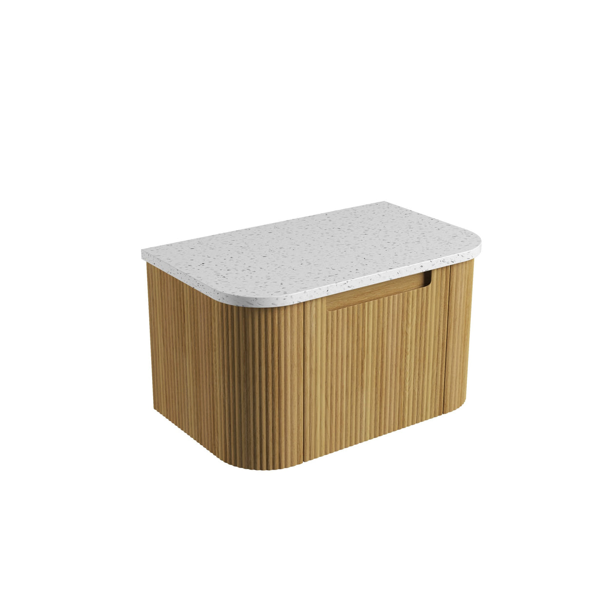 Wooden storage box with a white lid on a white background
