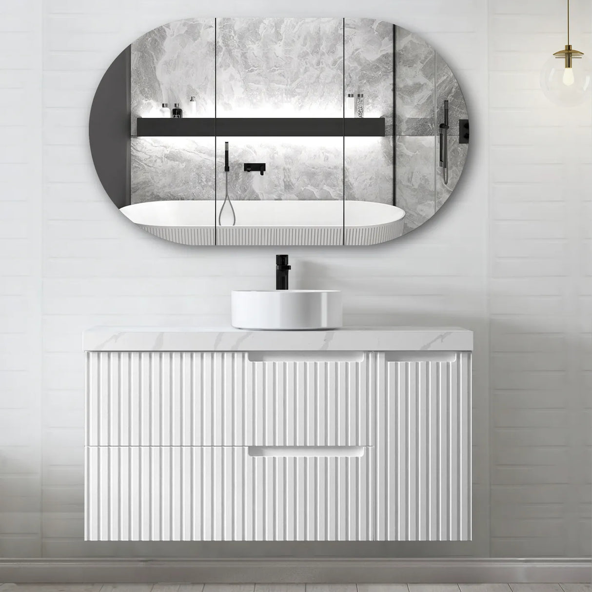 shaving cabinet and wall hung Noosa Vanity 1200mm - Matte White