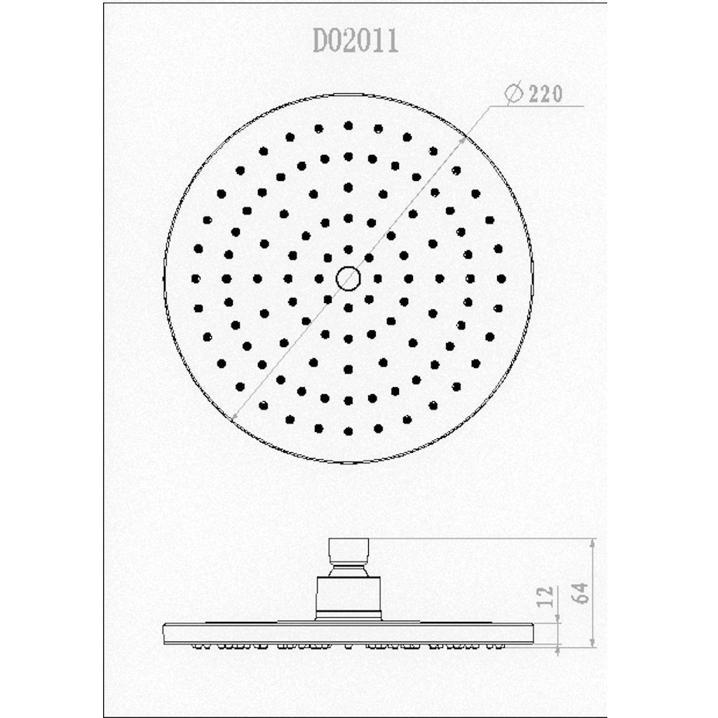AVA Rain Shower Head in Plastic Round with Dia. 220 specific drawing