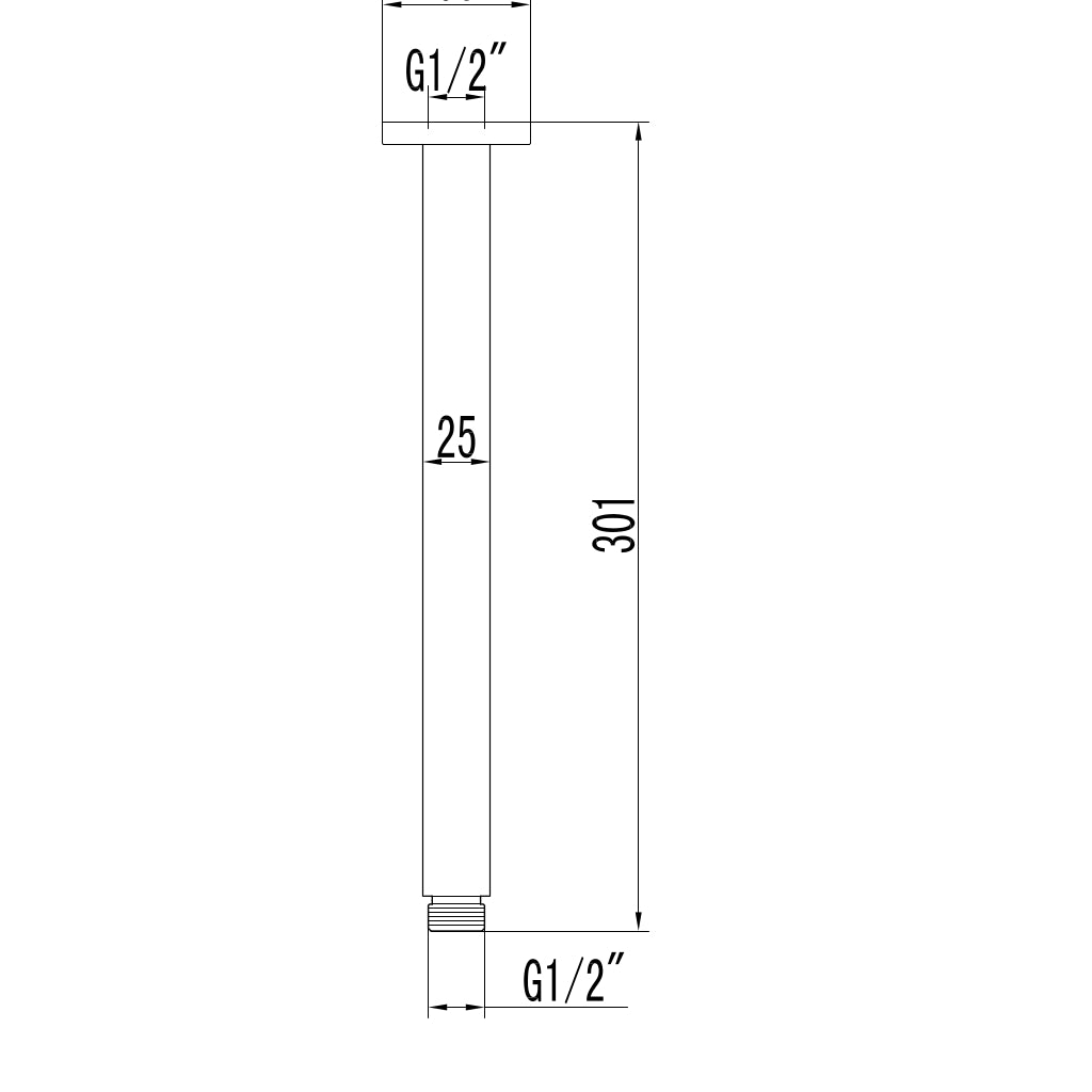 AVA 92C Ceiling Shower Arm drawing