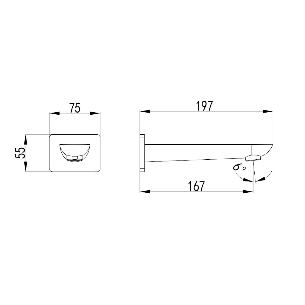 EVA Bath Spout - Chrome drawing