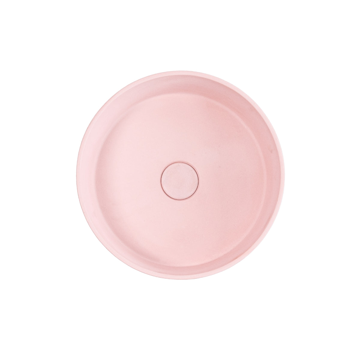 ARLO Round Concrete Basin in Dusty Pink, showcasing a smooth circular design with a soft matte finish, perfect for adding a subtle and elegant touch to any bathroom decor.
