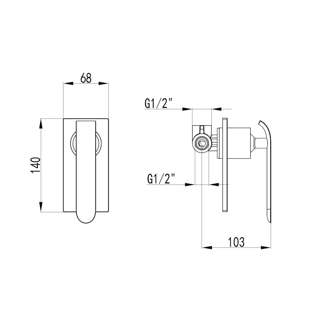 Eva Shower/Wall Mixer - Chrome drawing