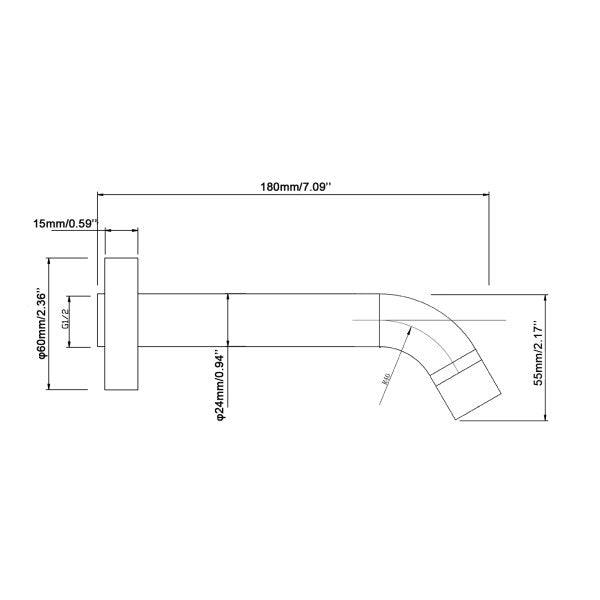 Pentro Bath Spout drawing details