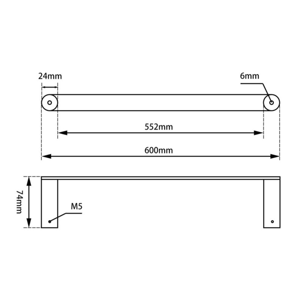 Esperia Single Towel Rail 600mm drawing details