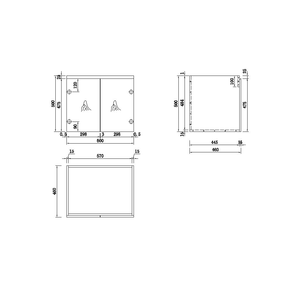 Expression Vanity 600mm - Wood drawing details