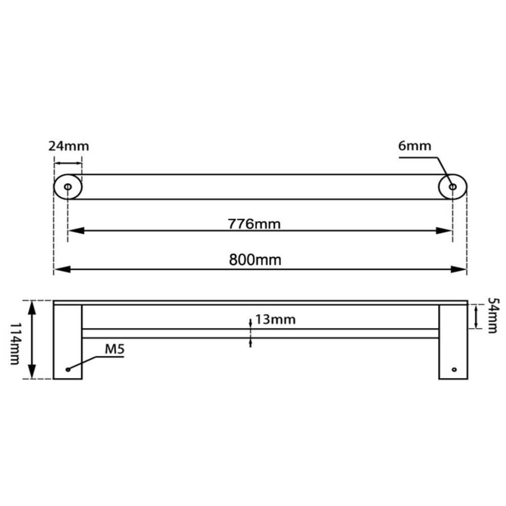 Esperia Double Towel Rail 800mm drawing details