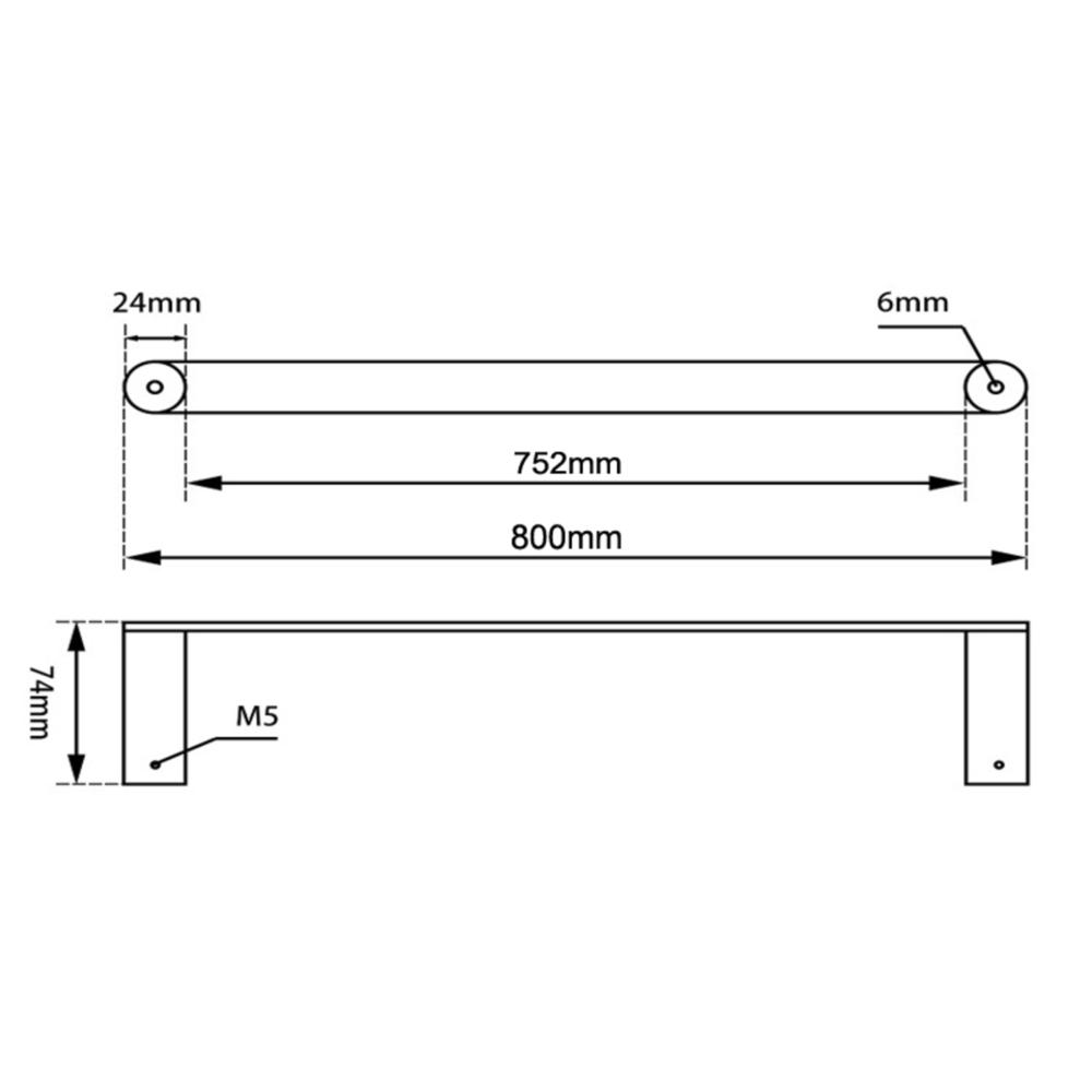 Esperia Single Towel Rail 800mm drawing details