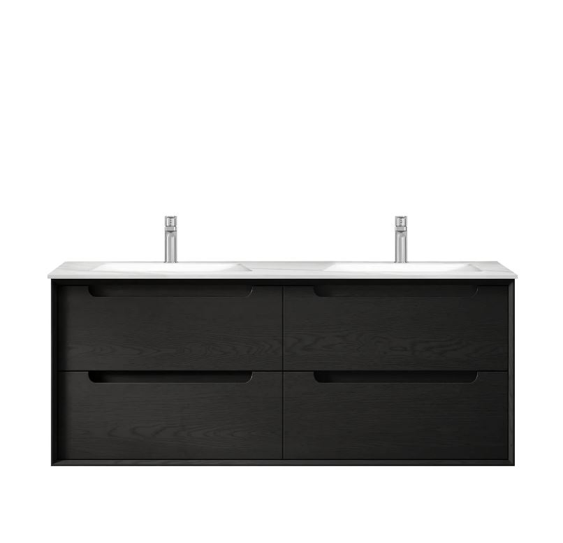 Wall hung Byron Double Bowl Vanity 1200mm - Black Oak