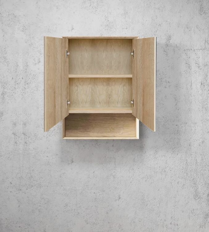 open Byron Shaving Cabinet 600mm - Wood Grain Oak