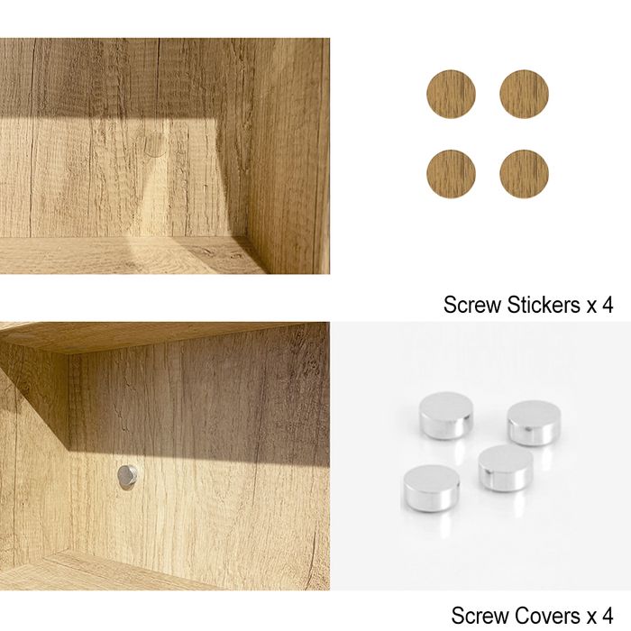 Byron Shaving Cabinet 600mm - Wood Grain Oak screws