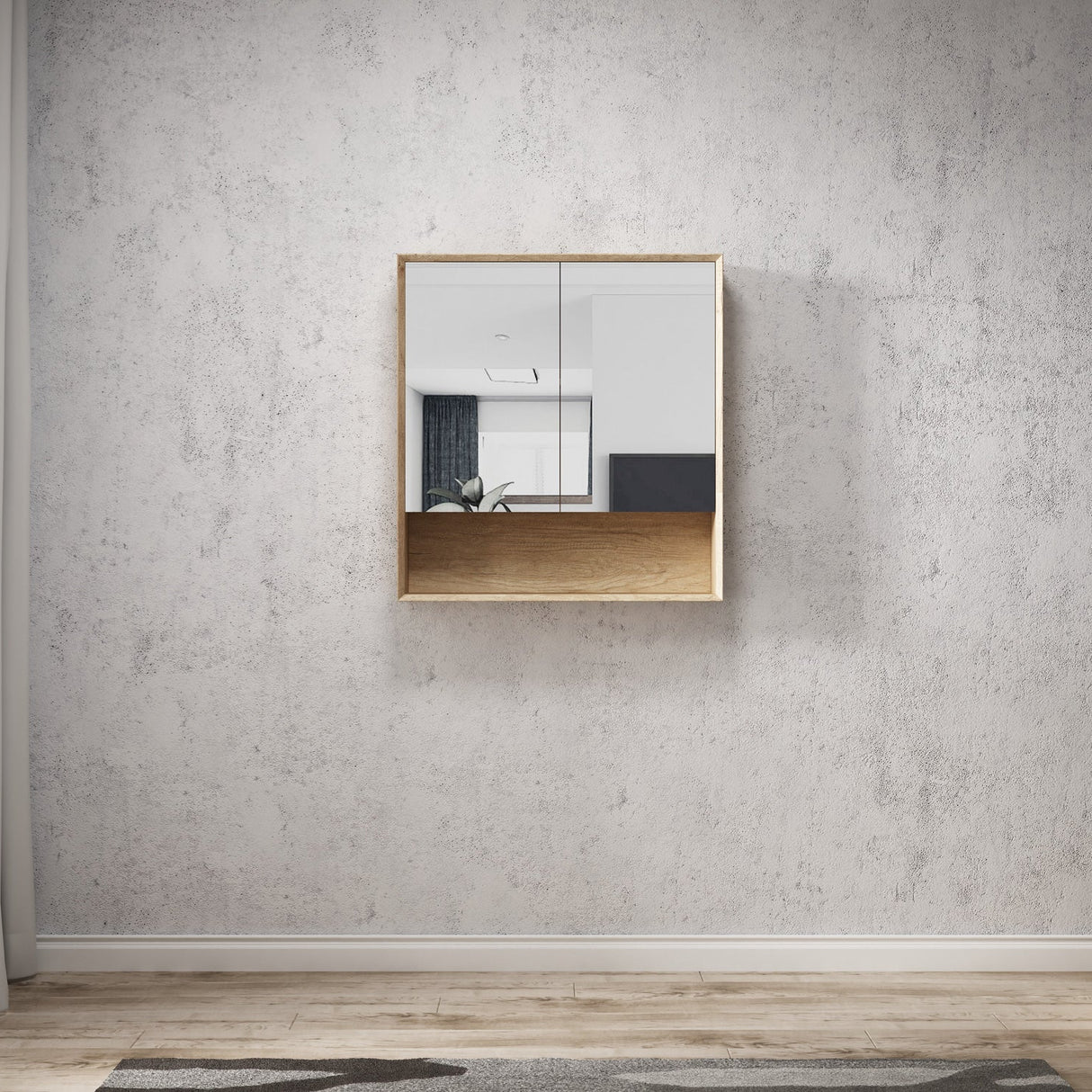 Mounted Byron Shaving Cabinet 750mm - Wood Grain Oak