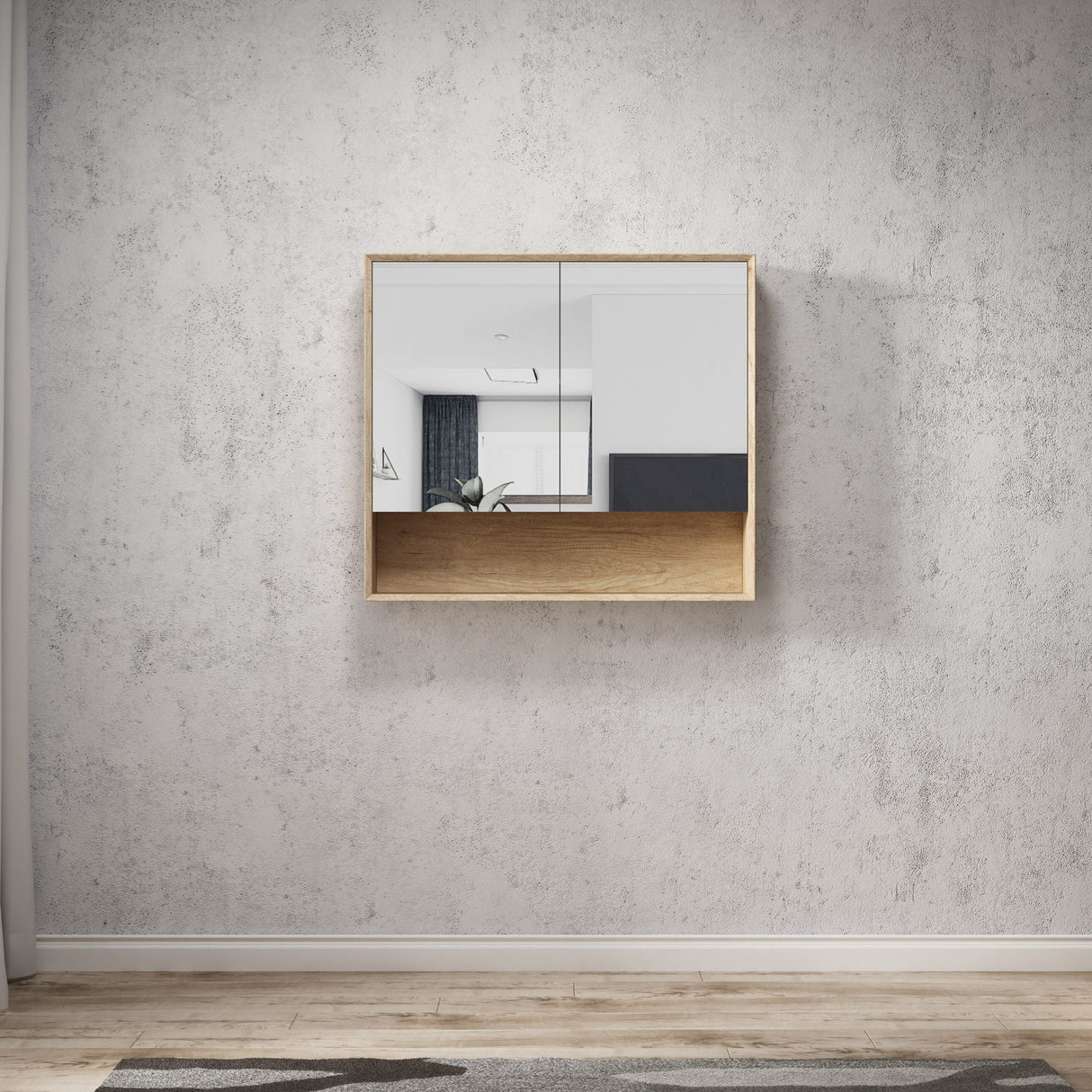 Wall mounted Byron Shaving Cabinet 900mm - Wood Grain Oak