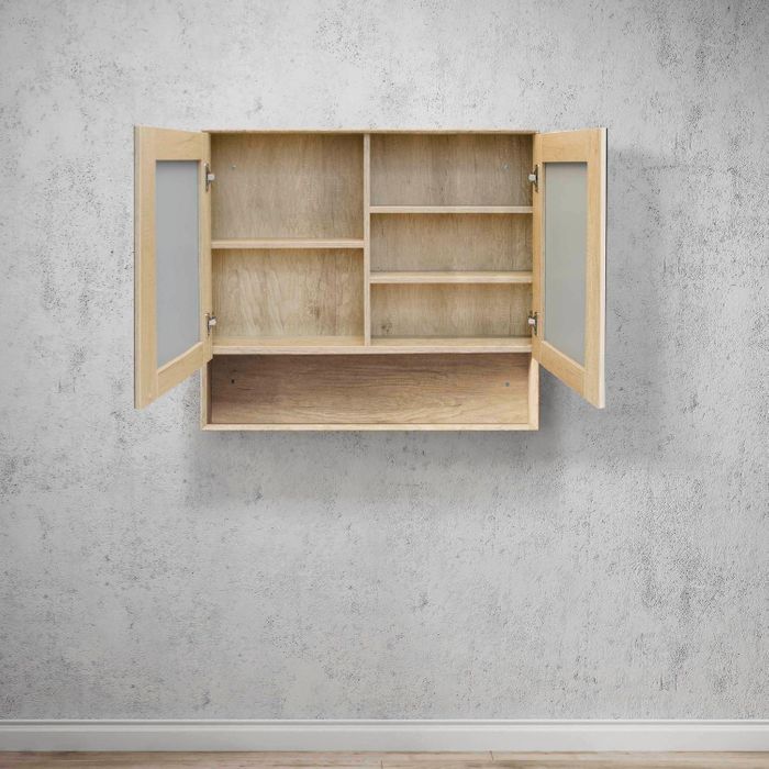 mounted open Byron Shaving Cabinet 900mm - Wood Grain Oak