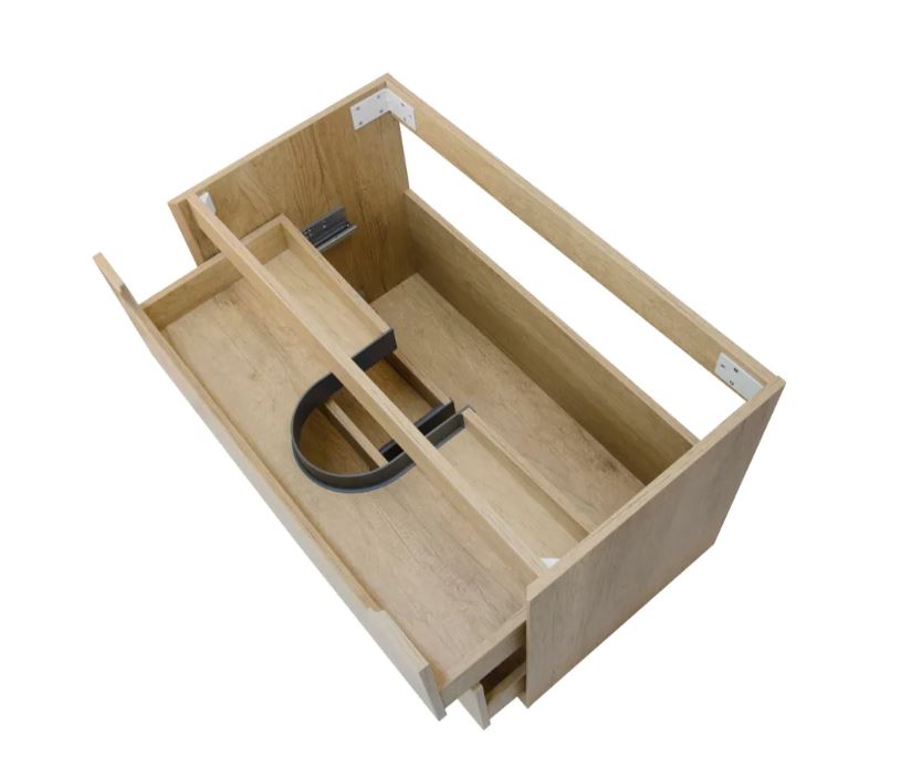 top view open Byron Vanity 600mm - Wood Grain Oak