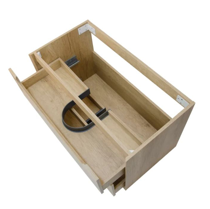 top view open Byron Vanity 600mm - Wood Grain Oak