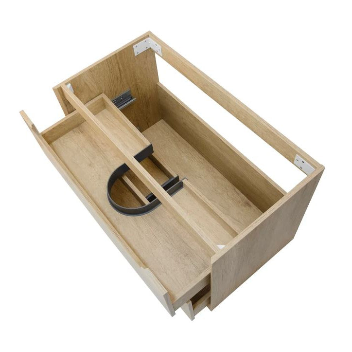 top view and open Byron Vanity 750mm - Wood Grain Oak