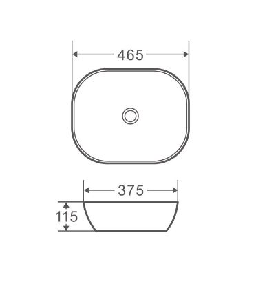 Chur Counter Top Basin White 465mm drawing details