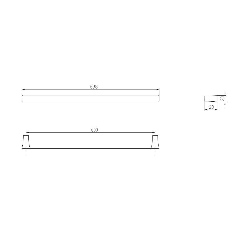 EVA Single Towel Rail (650mm White & Chrome) drawing