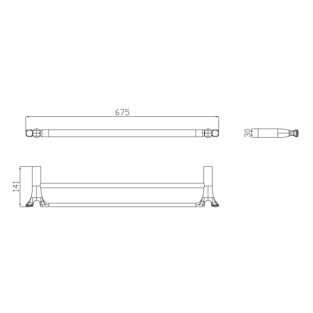 VICTORIA Double Towel Rail (650mm) drawing