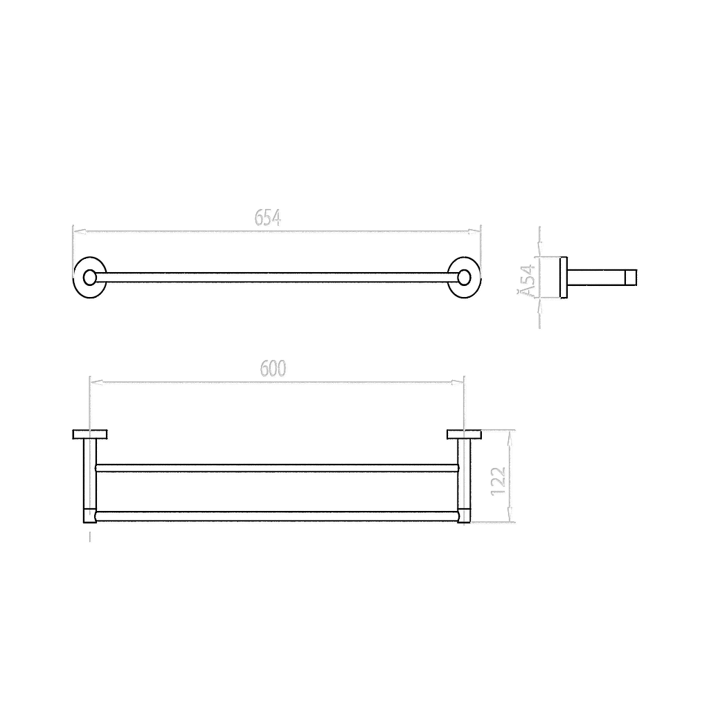 SYDNEY Double Towel Rail (Matte Black) drawing