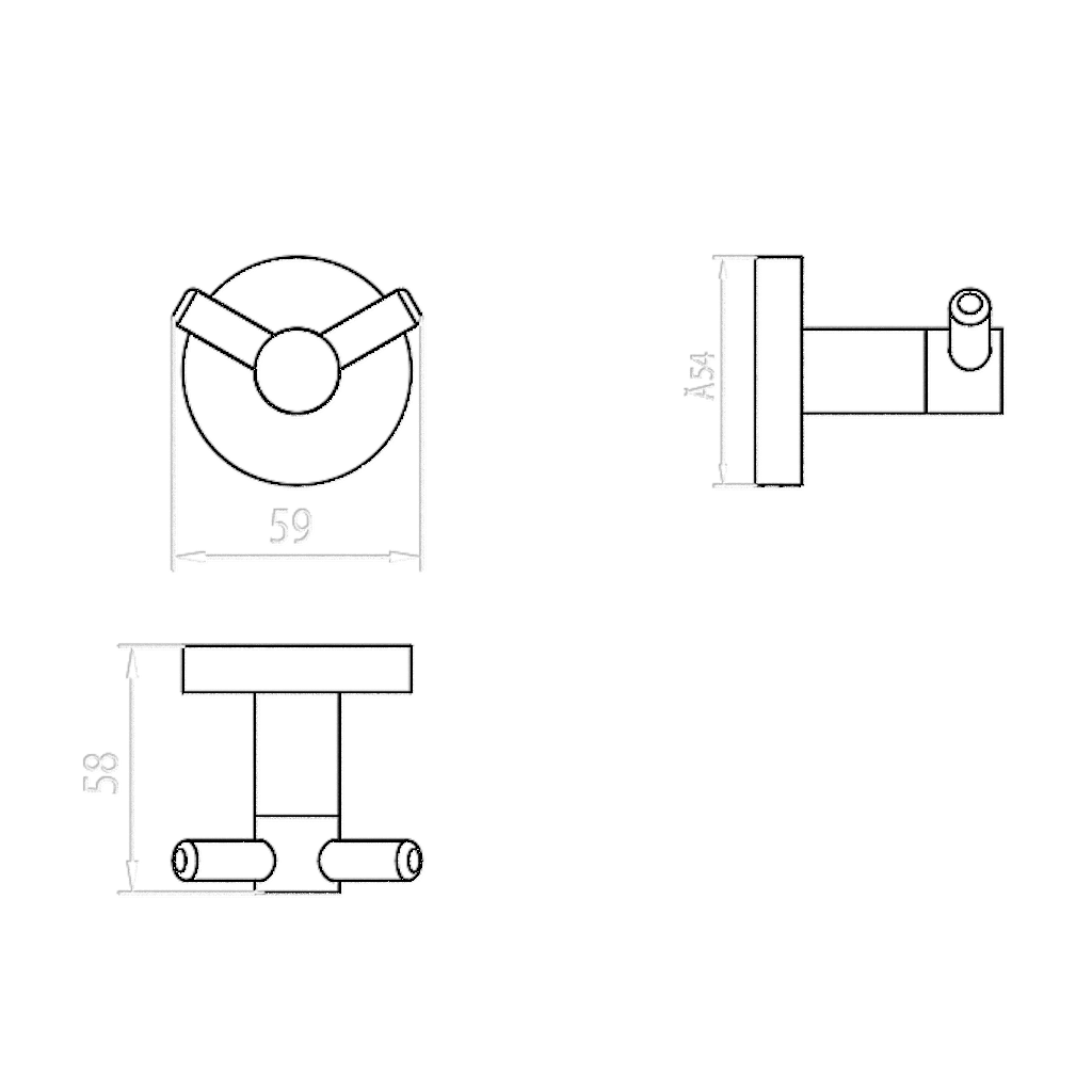 SYDNEY Robe Hook (Matte Black) drawing