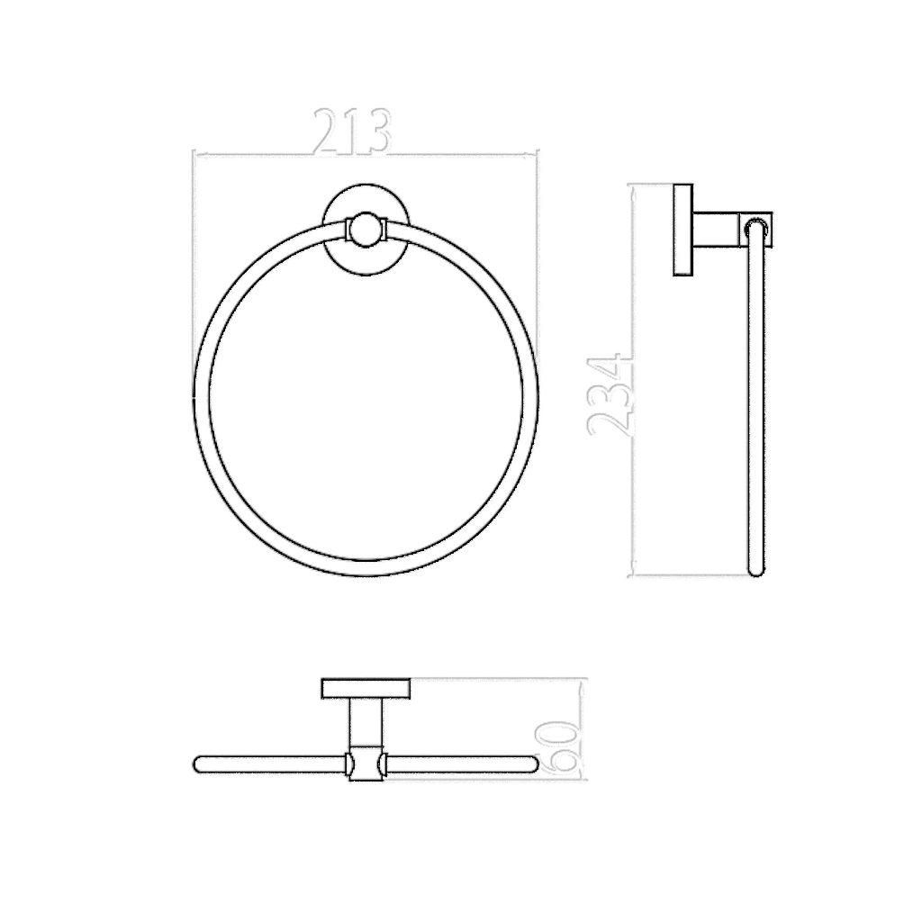 SYDNEY Towel Ring (Matte Black) drawing