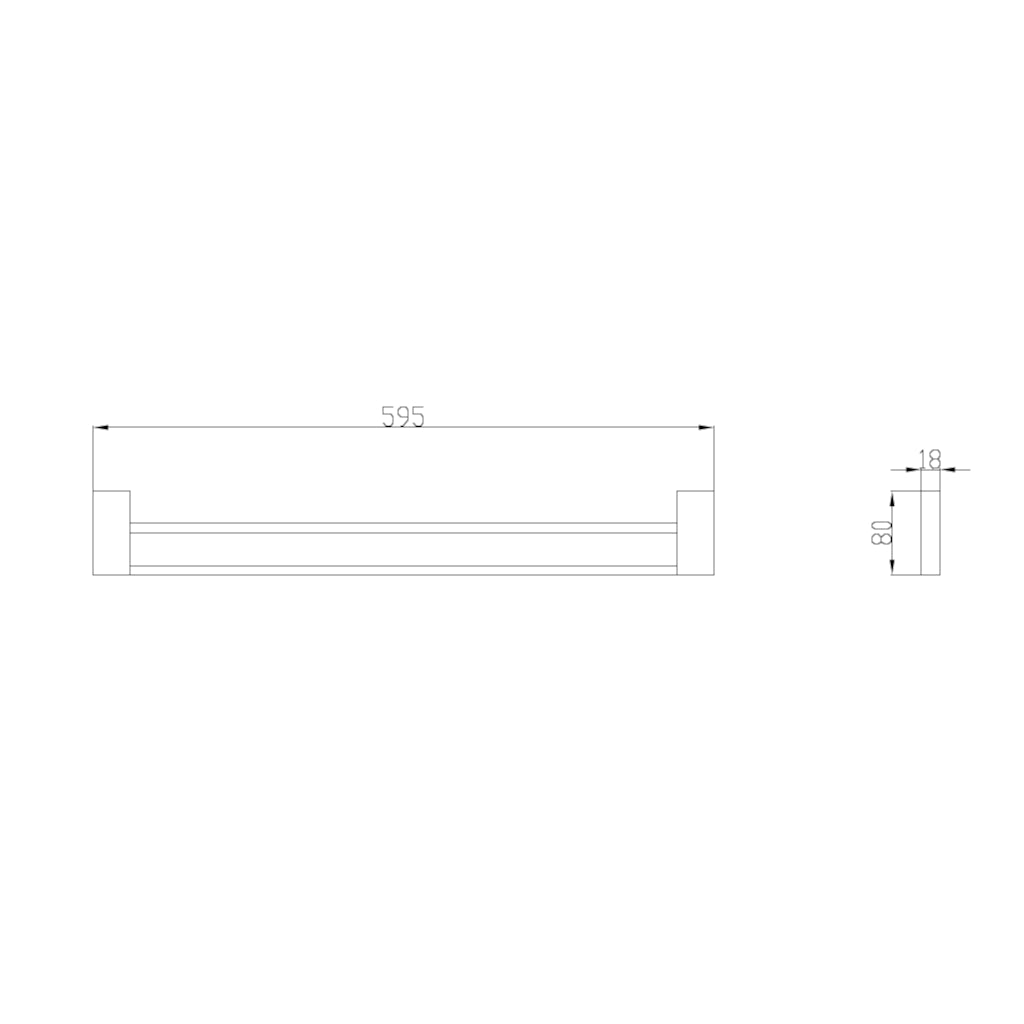 AVA Double Towel Rail 600mm drawing specification