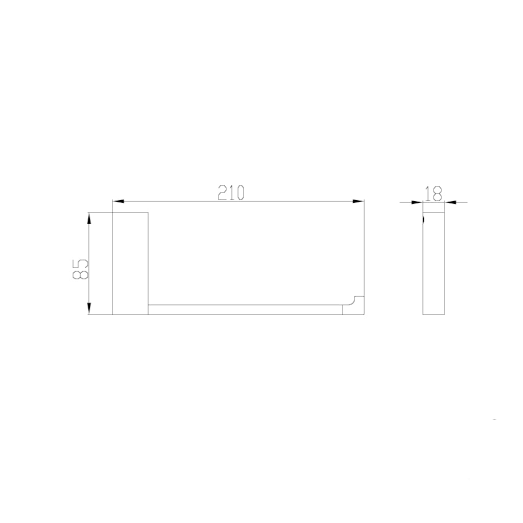 AVA Towel Bar 210mm Left Opening drawing