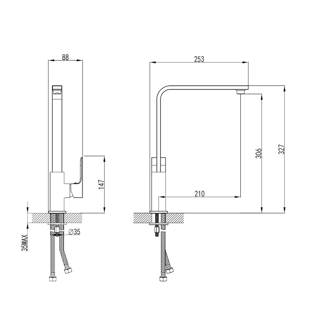 DOLPHIN Kitchen Mixer drawing details