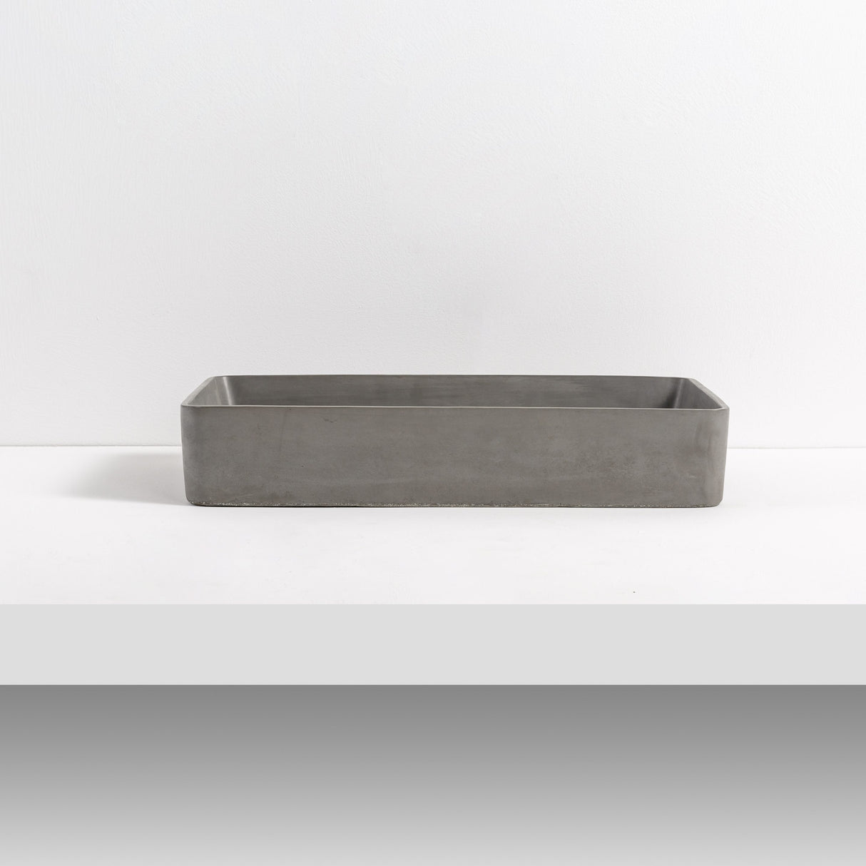 HARPER Long Rectangle Concrete Basin - Matte Grey side