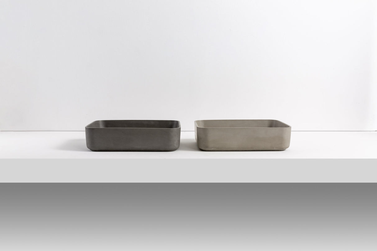 HARPER Rectangle Concrete Basin – Matte Grey sides