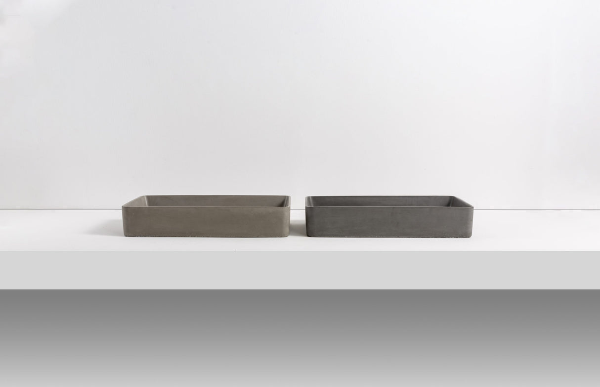 HARPER Long Rectangle Concrete Basin - Matte Grey sides