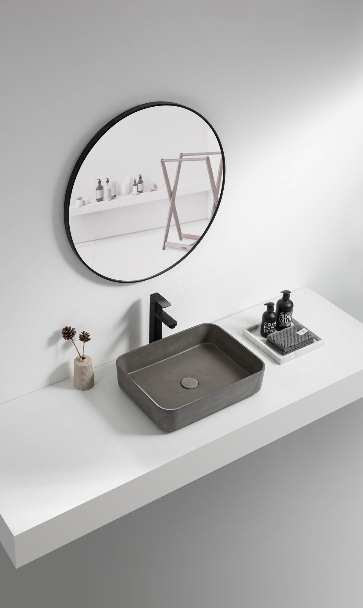 Kitchen HARPER Rectangle Concrete Basin – Matte Grey