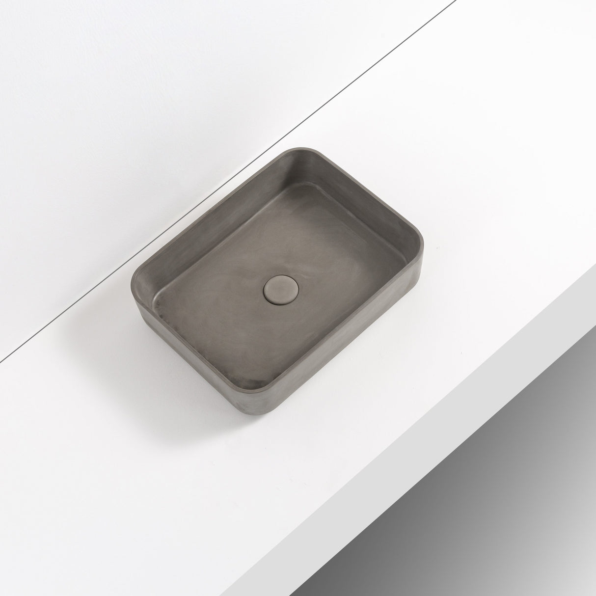 HARPER Rectangle Concrete Basin – Matte Grey top view