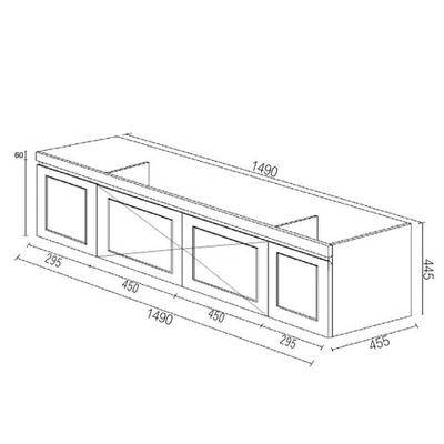Hampton MKII Vanity 1500mm - Matte White drawing