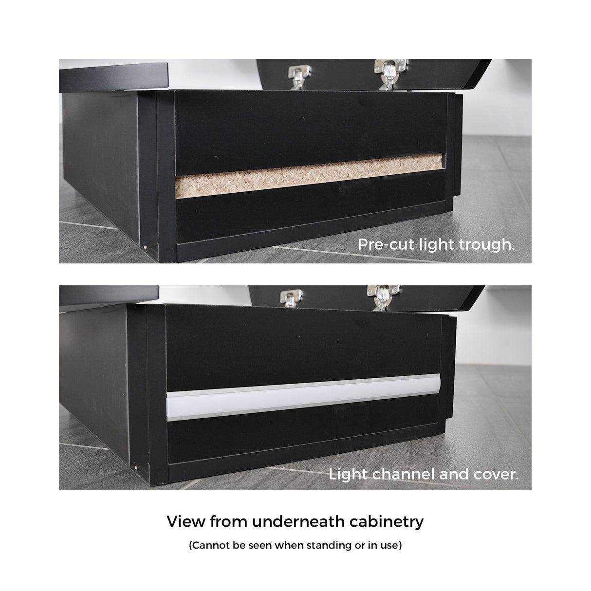 View underneath cabinetry