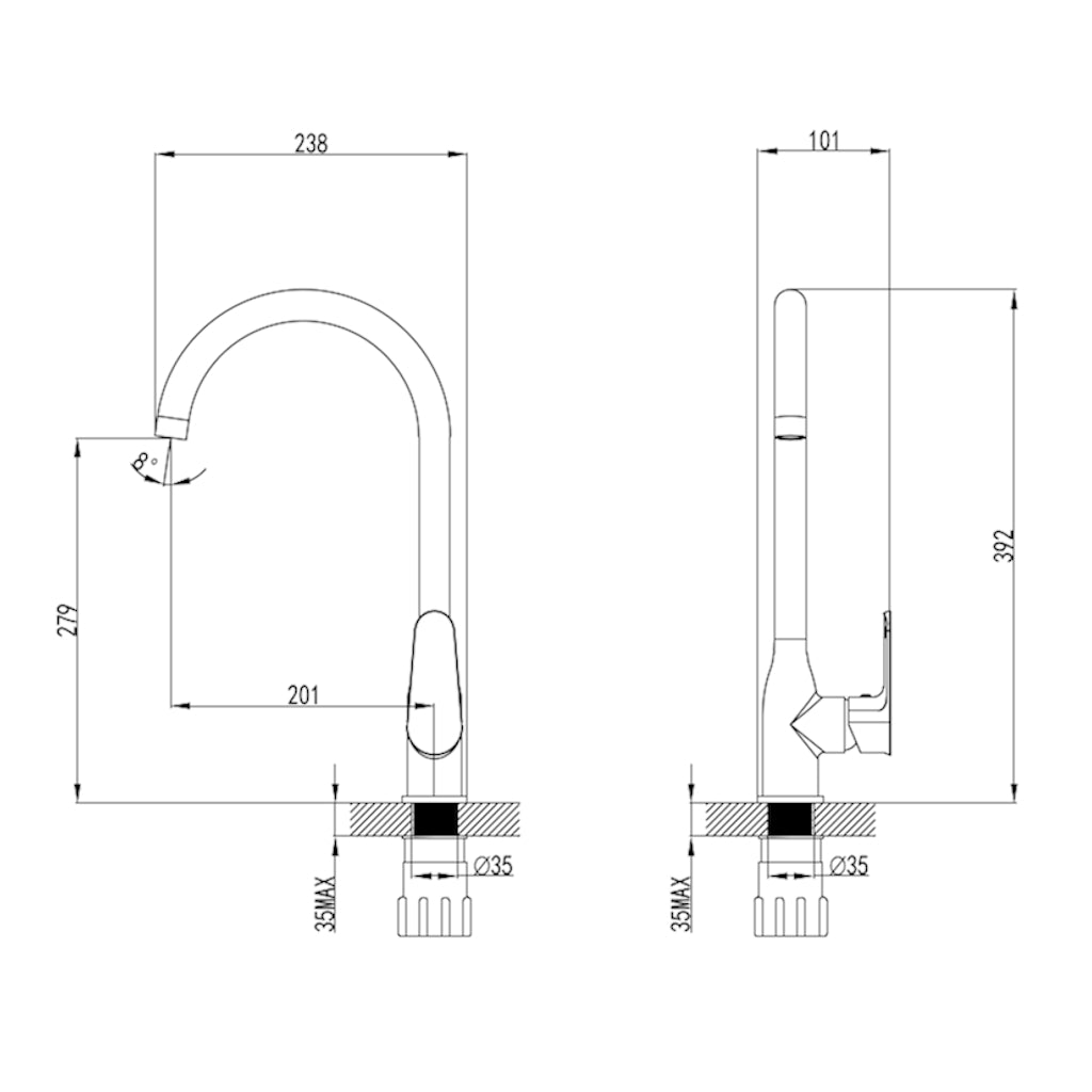 MIA Kitchen Mixer drawing