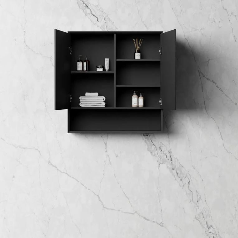 Open Marlo Shaving Cabinet 750mm – Matte Black front view