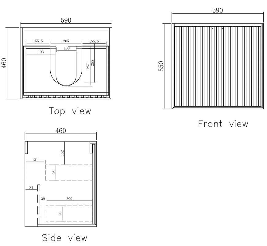 Marlo Vanity 600mm - Matte Black drawing